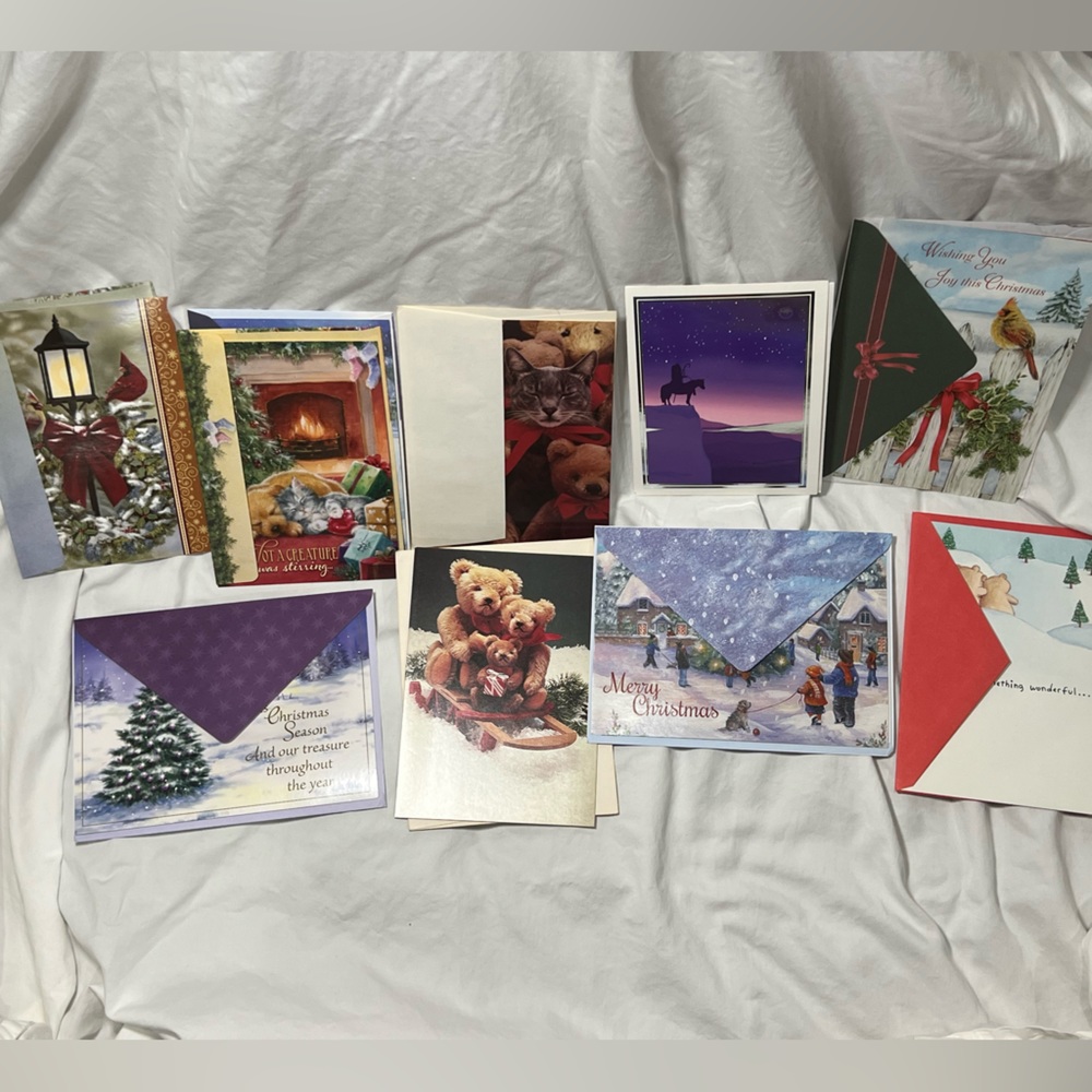 🎄 10 Vintage Christmas cards - unused greeting cards
